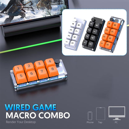 MKESPN Shortcut Macro Defined Wired Samll Keypad Single Handed Gaming Keyboard, MKESPN K806 (White, MKESPN K806 (Transparent)