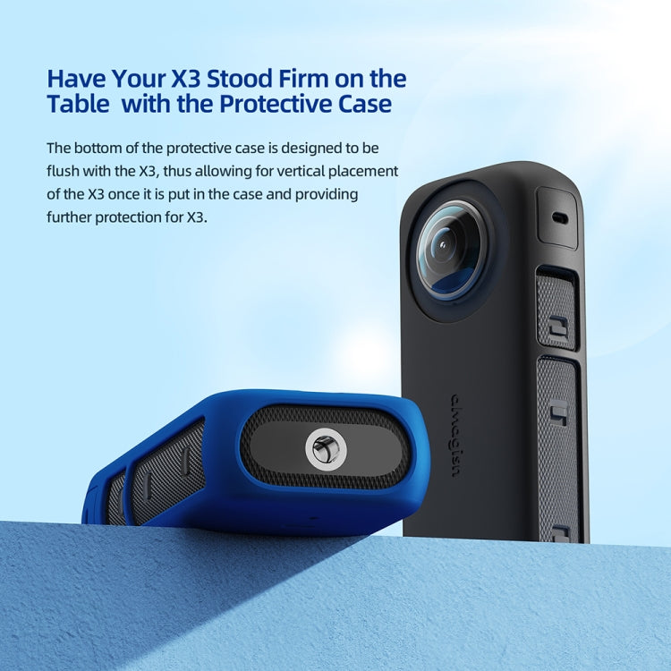 For Insta360 X3 AMagisn Body Silicone Protective Cover, Body+Lens Case (Black), Body Case (black), Lens Case (Black)