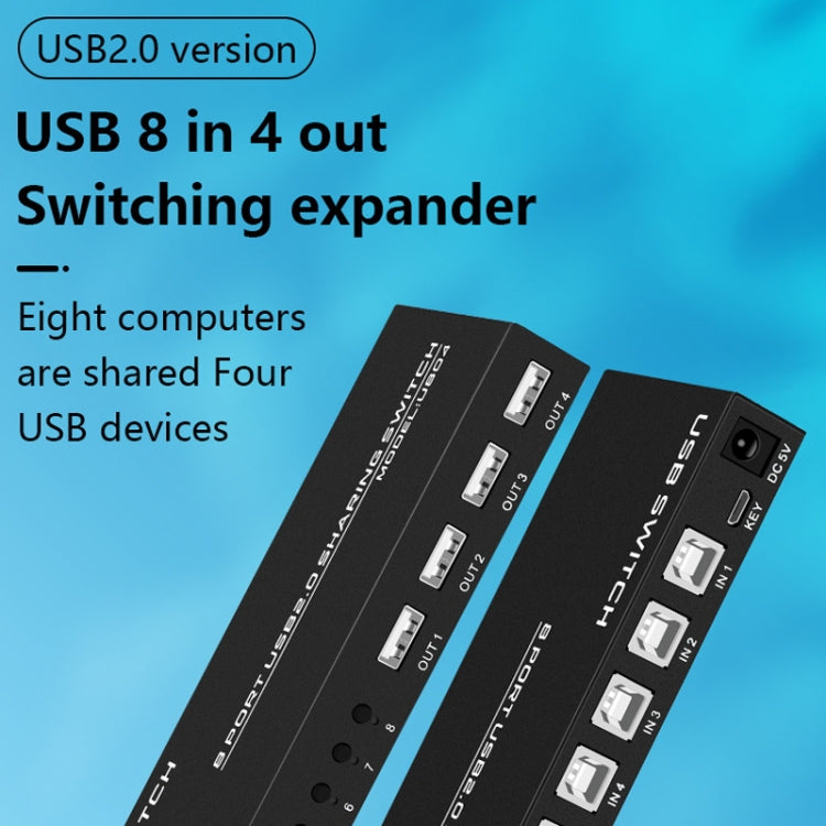 FJGEAR FJ-U804 8 In 4 Out USB2.0 Sharing Switch Extender, FJ-U804