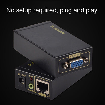 FJGEAR FJ-VEA100 2 In 1 Extender VGA To RJ45 Signal Single Cable Extension With Audio, EU Plug, FJ-VEA100 EU Plug