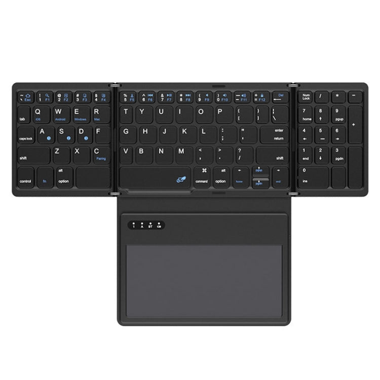 Leather Wireless Bluetooth Keyboard With Touch-Pad Multi-System External Portable Universal Keypad, B055 (Black)