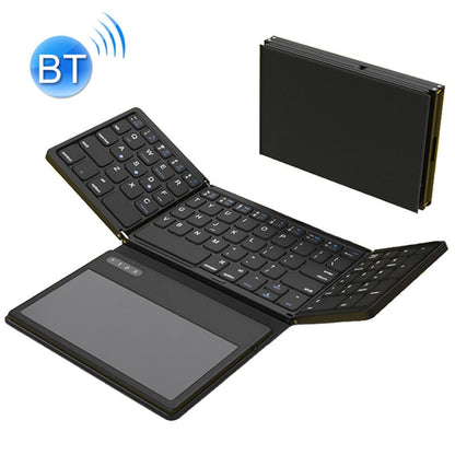 Leather Wireless Bluetooth Keyboard With Touch-Pad Multi-System External Portable Universal Keypad, B055 (Black)