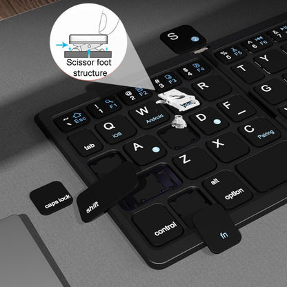 Leather Wireless Bluetooth Keyboard With Touch-Pad Multi-System External Portable Universal Keypad, B055 (Black)