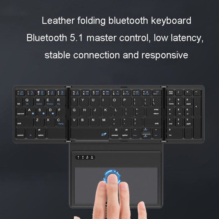 Leather Wireless Bluetooth Keyboard With Touch-Pad Multi-System External Portable Universal Keypad, B055 (Black)