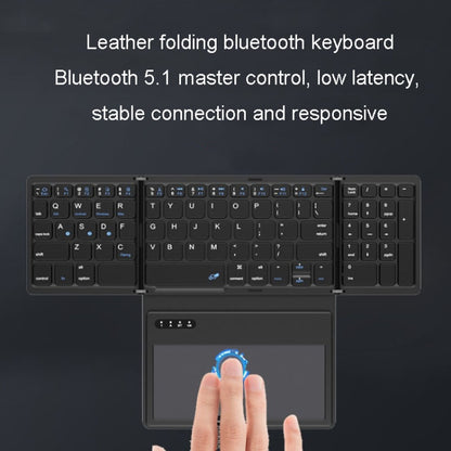 Leather Wireless Bluetooth Keyboard With Touch-Pad Multi-System External Portable Universal Keypad, B055 (Black)