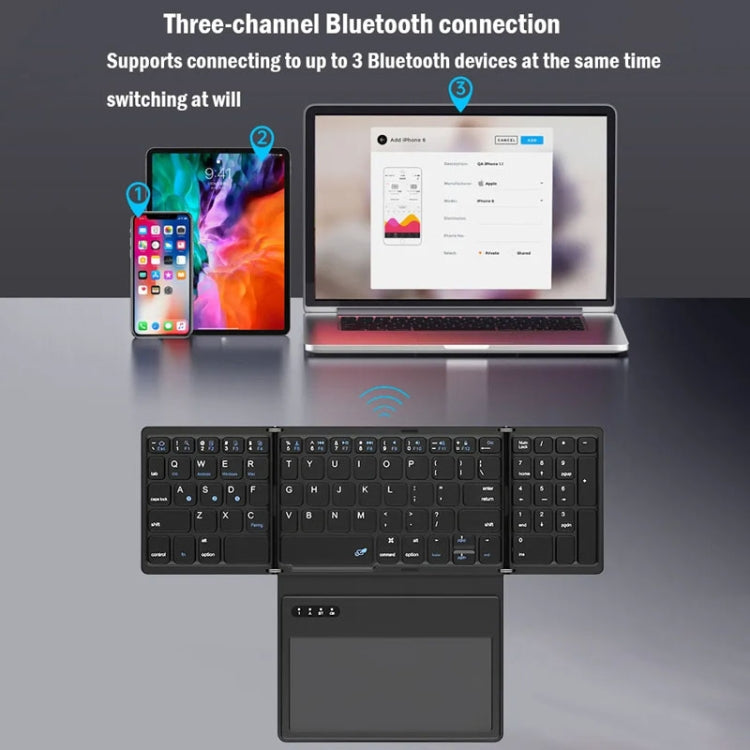 Leather Wireless Bluetooth Keyboard With Touch-Pad Multi-System External Portable Universal Keypad, B055 (Black)