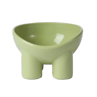 Macaron Elephant Leg Neck Protection Cat Food Bowl Anti-Knock Pet Bowl, Green, Yellow, Pink