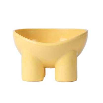 Macaron Elephant Leg Neck Protection Cat Food Bowl Anti-Knock Pet Bowl, Green, Yellow, Pink