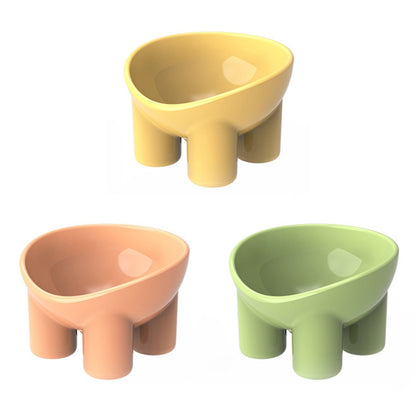 Macaron Elephant Leg Neck Protection Cat Food Bowl Anti-Knock Pet Bowl, Green, Yellow, Pink