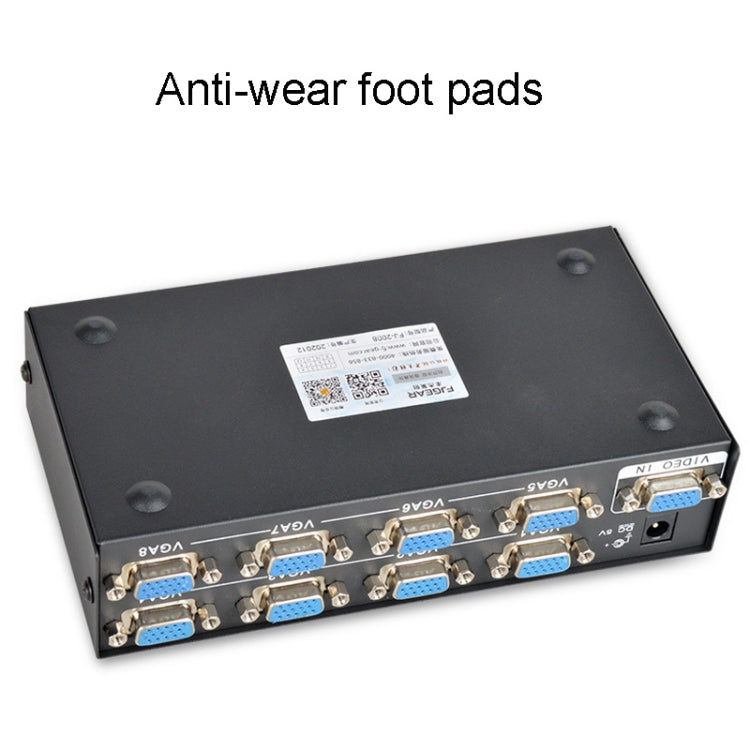 FJGEAR FJ-2008 VGA Splitter 1 In 8 Out Computer Vedio Output Splitter, EU Plug, FJ-2008 EU Plug