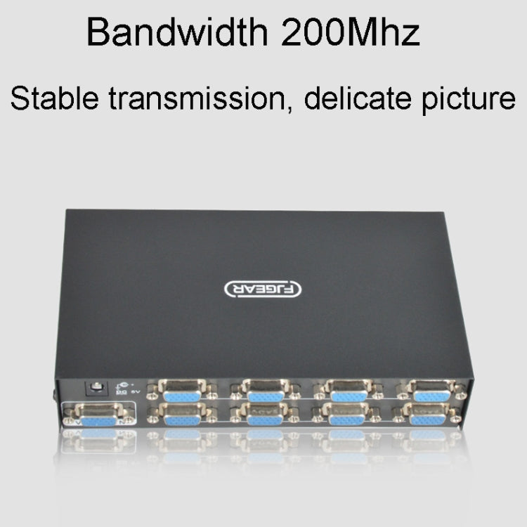 FJGEAR FJ-2008 VGA Splitter 1 In 8 Out Computer Vedio Output Splitter, EU Plug, FJ-2008 EU Plug