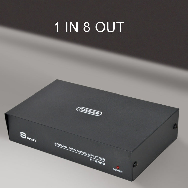 FJGEAR FJ-2008 VGA Splitter 1 In 8 Out Computer Vedio Output Splitter, EU Plug, FJ-2008 EU Plug