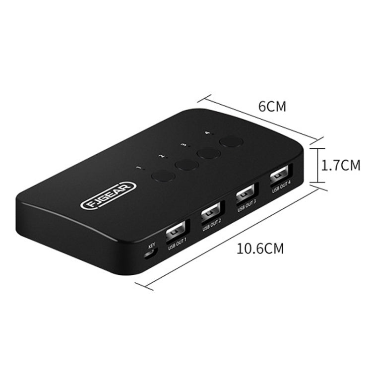 FJGEAR FJ-U404 USB2.0 4 In 4 Out Sharing Switcher With Controller, J-U404