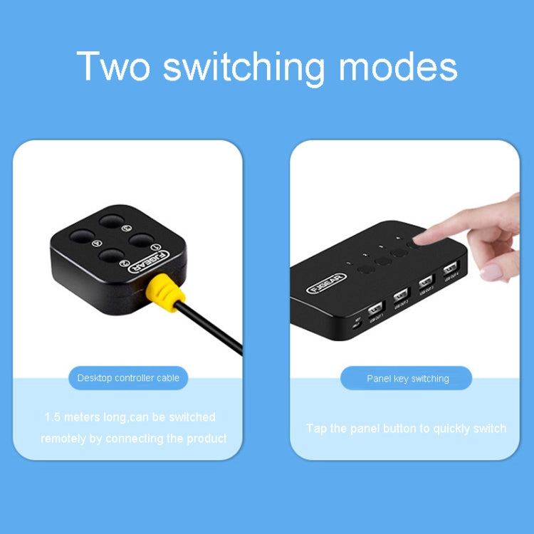 FJGEAR FJ-U404 USB2.0 4 In 4 Out Sharing Switcher With Controller, J-U404