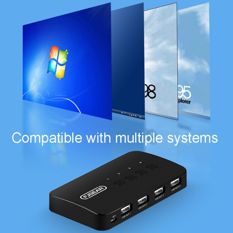 FJGEAR FJ-U404 USB2.0 4 In 4 Out Sharing Switcher With Controller, J-U404