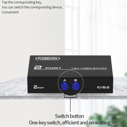 FJGEAR FJ-15-2 Computer VGA Switcher 2 In 1 Out Bidirectional Switching Sharer, FJ-15-2