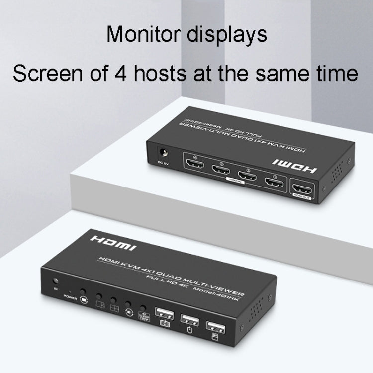 FJGEAR FJ-401HK 4 Ports HDMI KVM Video Splitter With IR Remote Controller, FJ-401HK