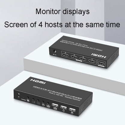 FJGEAR FJ-401HK 4 Ports HDMI KVM Video Splitter With IR Remote Controller, FJ-401HK