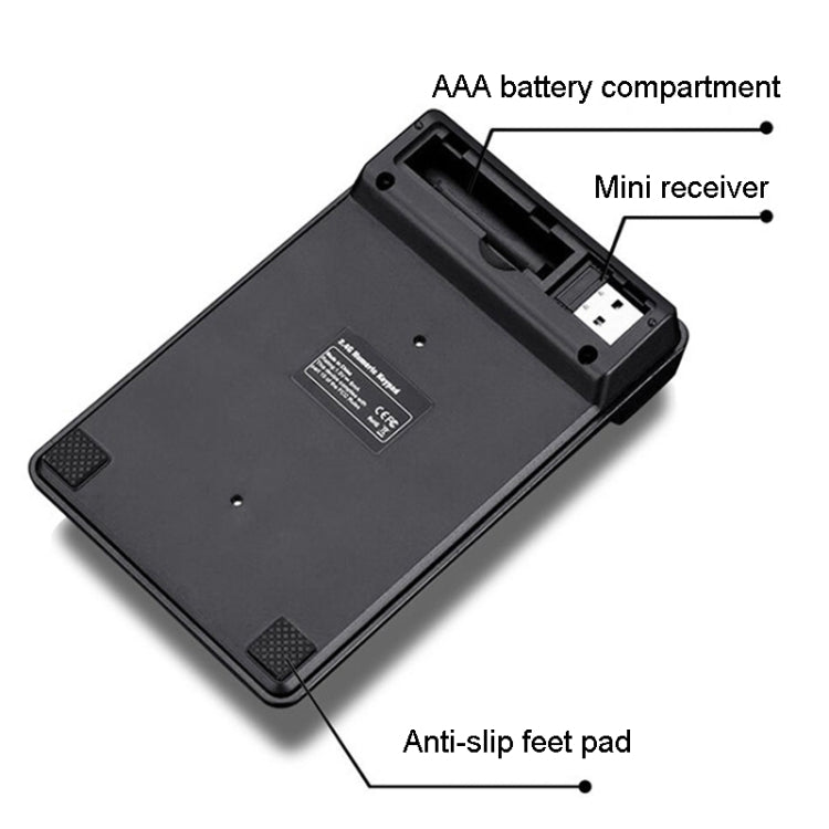 K3 19 Key 2.4G Wireless Mini Digital Keyboard Suspension Machinery Keypad, K3 (Black)