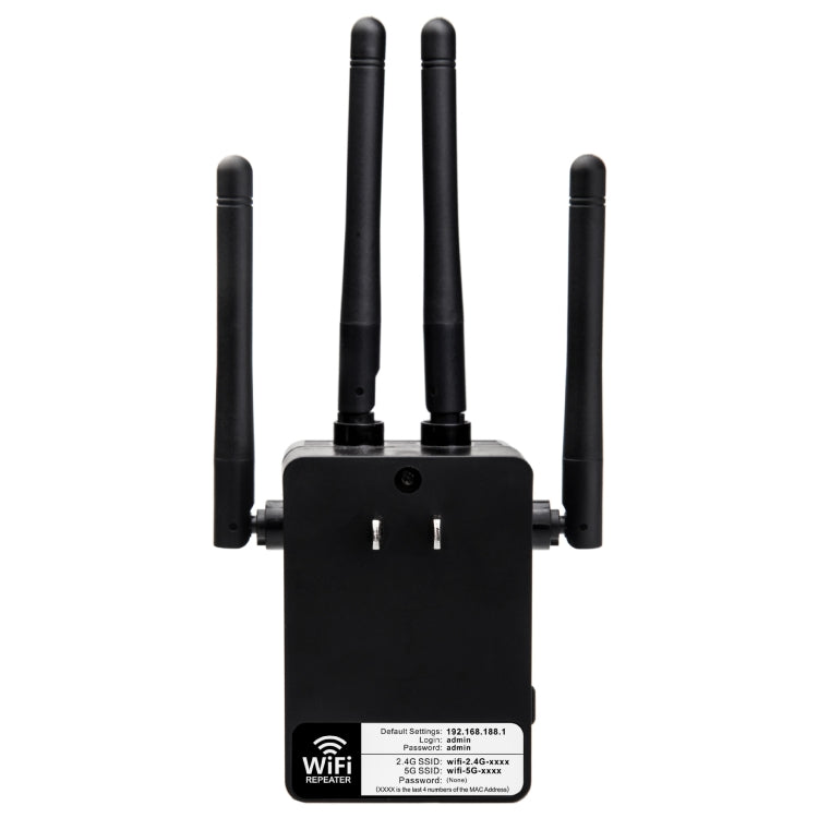 5G/2.4G 1200Mbps WiFi Range Extender WiFi Repeater With 2 Ethernet Ports, US Plug Black, EU Plug White, EU Plug Black, US Plug White