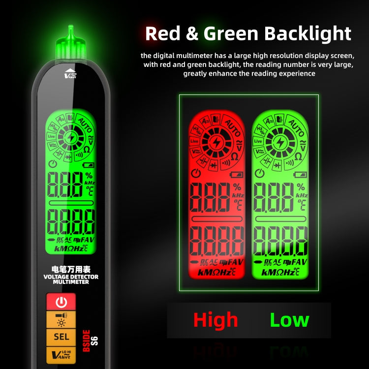 BSIDE S6 Smart Digital Multimeter Current Test Pen Capacitance Temperature Voltage Detector, S6