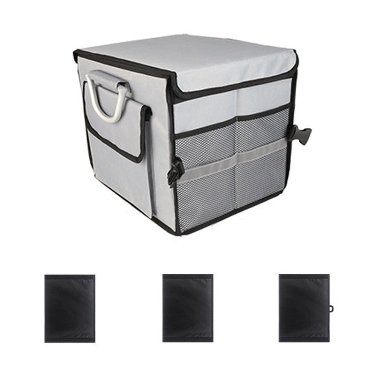 Car Trunk Storage Box Oxford Cloth Folding Organizer With Reflective Strips, Large Gray, Small Gray