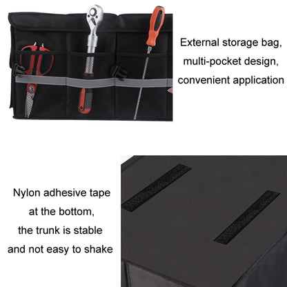 Car Trunk Storage Box Oxford Cloth Folding Organizer With Reflective Strips, Large Gray, Small Gray
