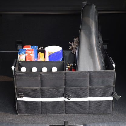 Car Trunk Storage Box Oxford Cloth Folding Organizer With Reflective Strips, Large Gray, Small Gray
