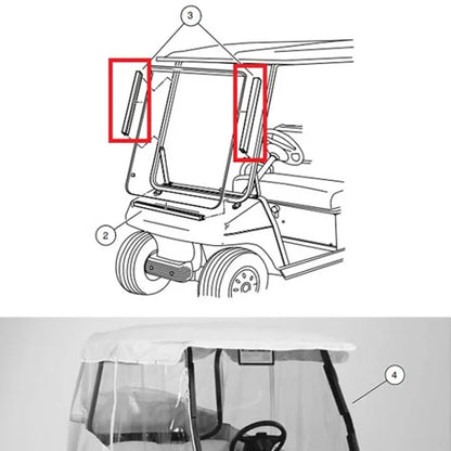 For Club Car One Piece Folding Windshield Tab Golf Cart Accessories 101444101, 2pcs 32cm