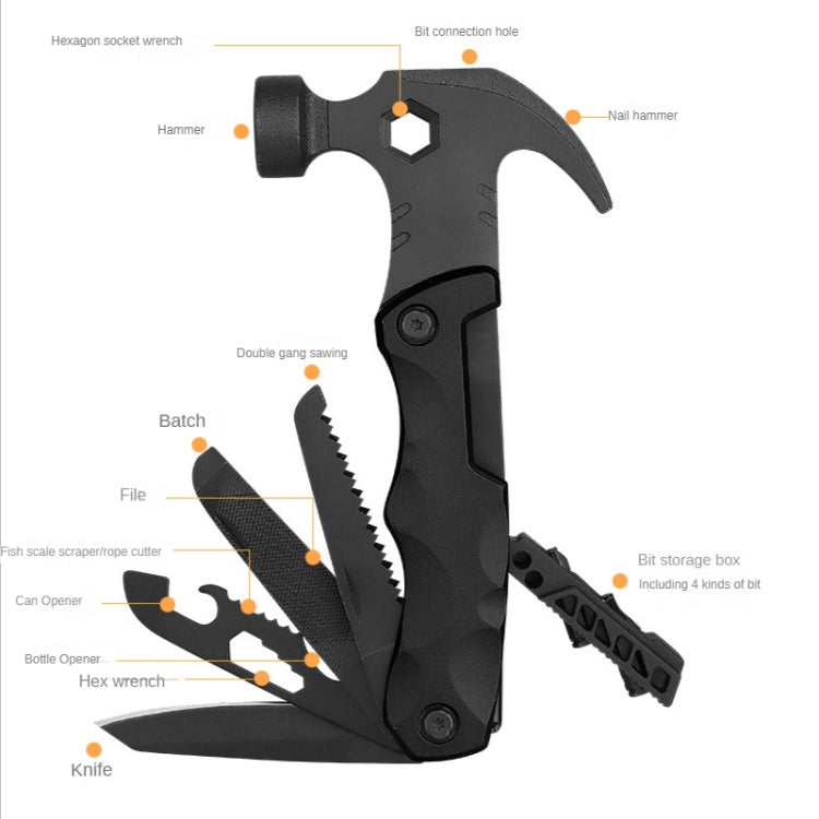 Multifunctional Life-saving Claw Hammer Car Survival Tools Foldable Outdoor Tool Hammer, Red, Black, Gray