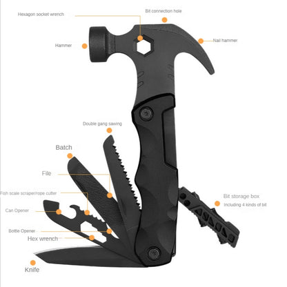 Multifunctional Life-saving Claw Hammer Car Survival Tools Foldable Outdoor Tool Hammer, Red, Black, Gray