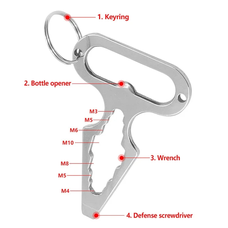Outdoor Camping Supplies EDC Stainless Steel Multifunctional Wrench Self-defense Tools, EDC Multifunctional Wrench