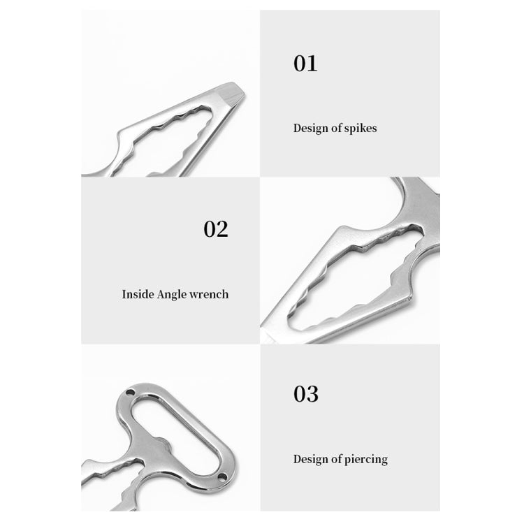 Outdoor Camping Supplies EDC Stainless Steel Multifunctional Wrench Self-defense Tools, EDC Multifunctional Wrench