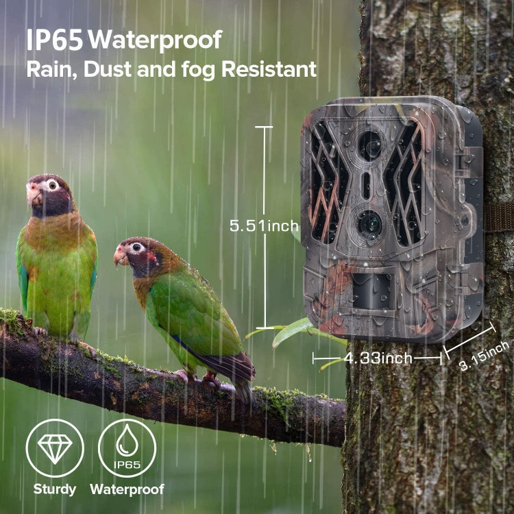 50MP+4K Dual Lens Outdoor Rainfall Fog Infrared Trace Hunting Camera, HC-950A