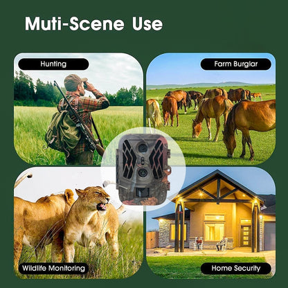 50MP+4K Dual Lens Outdoor Rainfall Fog Infrared Trace Hunting Camera, HC-950A