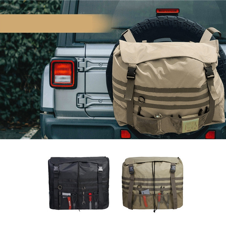 Outdoor Camping Off-road Vehicle Spare Tire Tool Miscellaneous Storage Bag, Black, Khaki