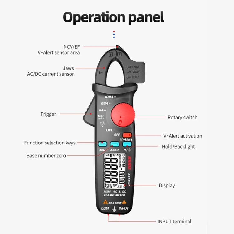 BSIDE ACM92 Digital Clamp Multimeter Current And Voltage Tester, BSIDE ACM92