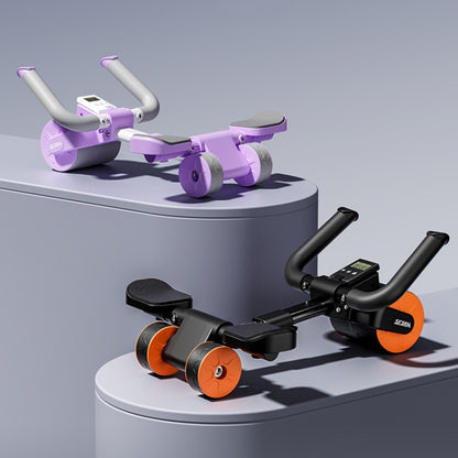 Elbow Support Abdominal Roller Wheel Automatic Rebound Ab Machine with Knee Pad and Timer