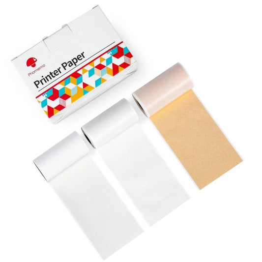 For Phomemo M02 / M02S / M02Pro 3rolls /Pack Transparent / Translucent / Gold Powder Black Letter Thermal Label Printing Paper, Transparent / Translucent / Gold Powder Bottom