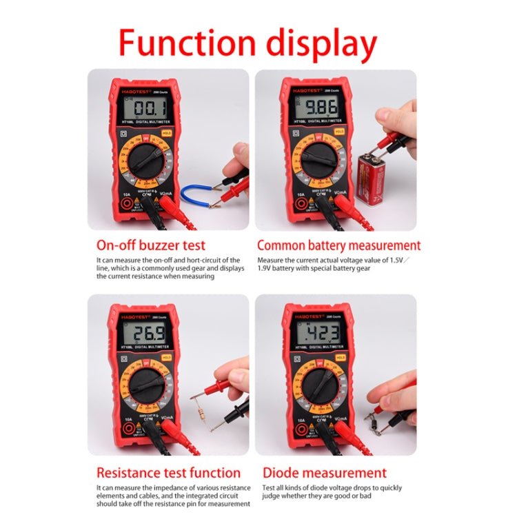 HT108L 600V 10A LCD Digital Multimeter DC Voltage Diode Frequency Multitester Current Tester, HT108L