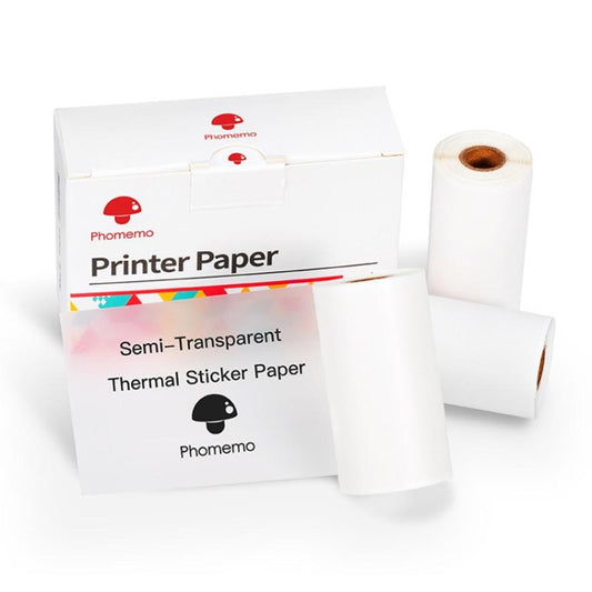Phomemo 3rolls /Pack 50mm Translucent Bottom Black Words Self-Adhesive Printer Sensitive Label Printing Paper For M02 / M02S / M02Pro / M03, Translucent Bottom