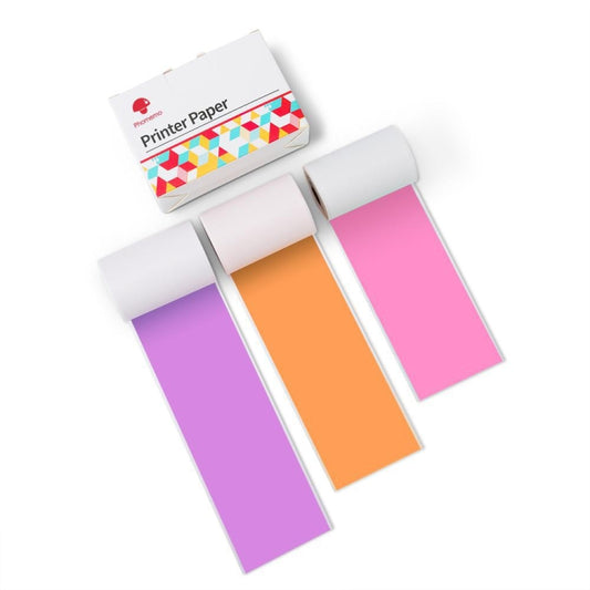 For Phomemo M02 / M02S / M02Pro 3rolls /Pack 53mm Self-Adhesive Black Letter Printer Thermal Labels On Purple / Rose Red / Orange Bottom, Purple / Rose Red / Orange Bottom