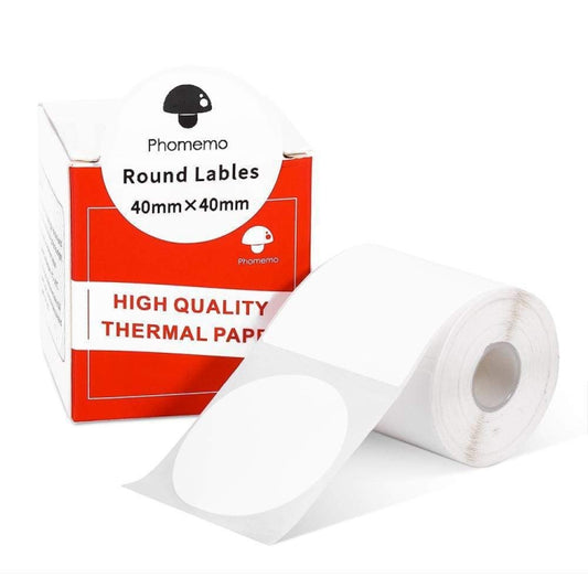 For Phomemo M110 / M200 180pcs /Roll 40x40mm Round Self-Adhesive Thermal Labels, 180pcs /Roll 40x40mm Round