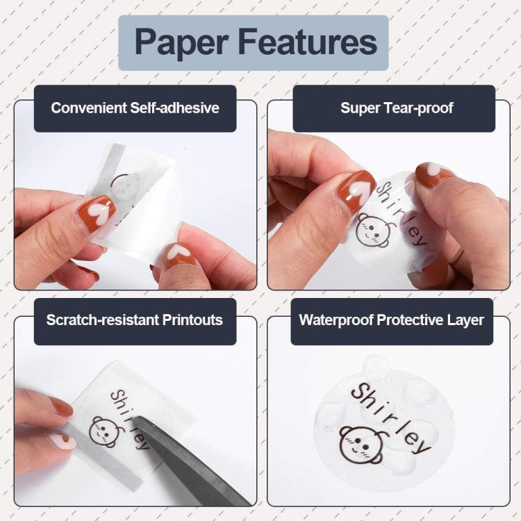 For Phomemo M110 / M200 180pcs /Roll 40x40mm Circular Transparent Self-Adhesive Tag, 180pcs /Roll 40x40mm Circular Transparent