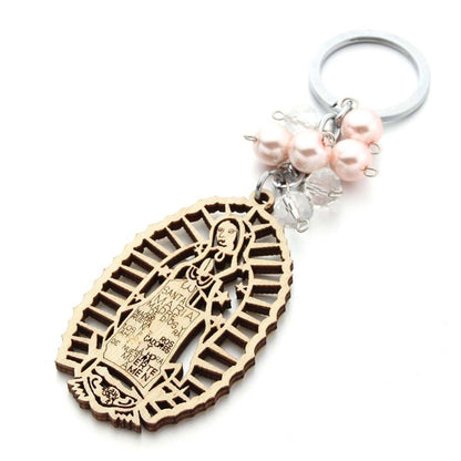 Wooden Sign Religious Baptismal Keychain