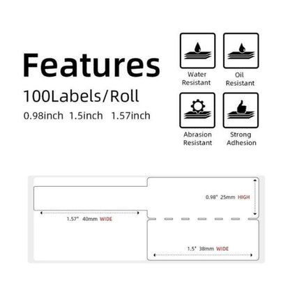 For Phomemo M110 / M200 100pcs /Roll 25x38mm Cable Self-Adhesive Thermal Labels, Red, Blue, Yellow