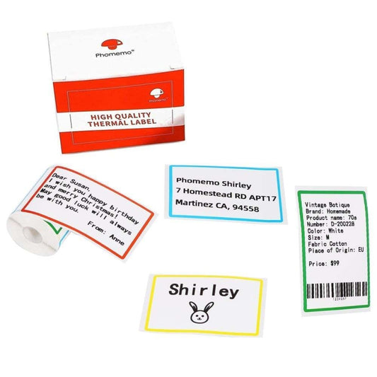 For Phomemo M110 / M200 100pcs /Roll 50x80mm Rainbow Frame White Self-Sticking Tag, 100pcs /Roll 50x80mm Rainbow Frame