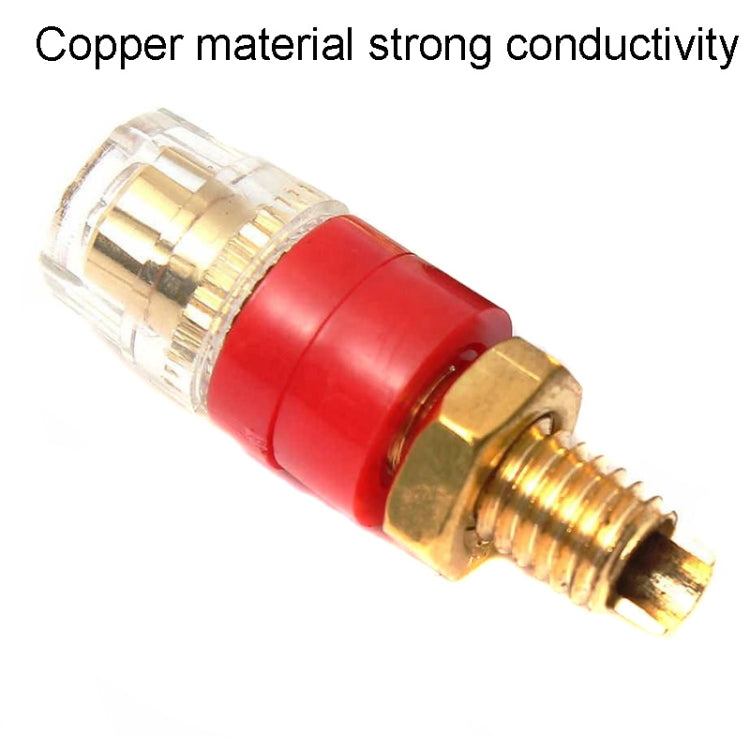 Small Copper Transparent Audio Column M6 Crystal Banana Holder Terminal Block, Red