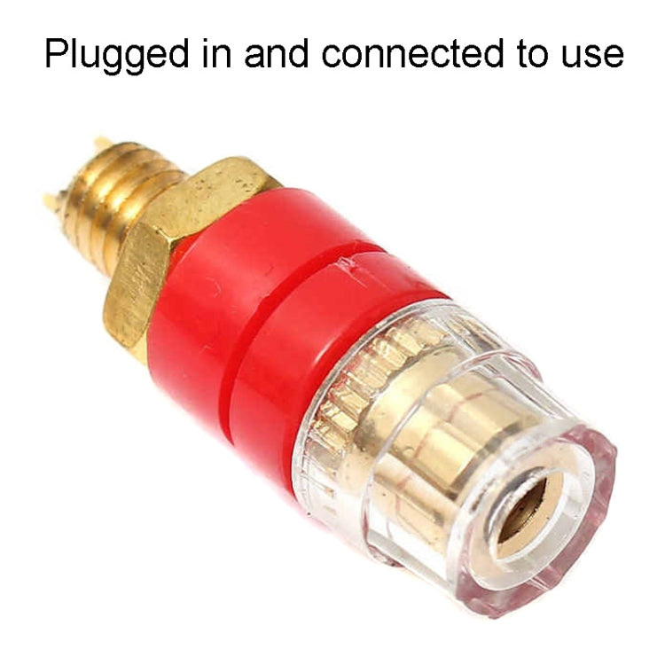 Small Copper Transparent Audio Column M6 Crystal Banana Holder Terminal Block, Red