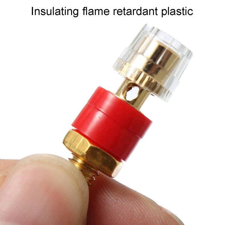 Small Copper Transparent Audio Column M6 Crystal Banana Holder Terminal Block, Red